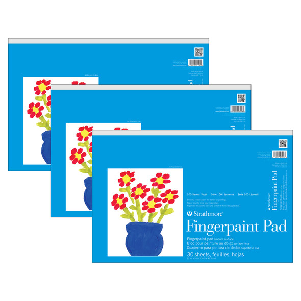 100 Series Fingerpaint Pad, 30 Sheet, 12x18 inch, Pack of 3 100 Series Fingerpaint Pad, 30 Sheet, 12x18 inch, Pack of 3