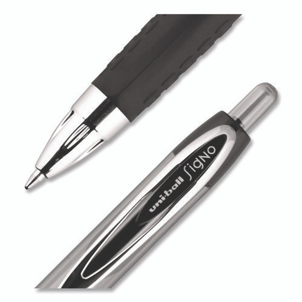 Signo 207 Gel Pen, Retractable, Medium 0.7 mm, Black Ink, Smoke/Black Barrel, Dozen