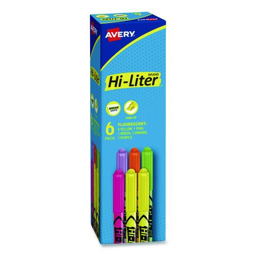HI-LITER Pen-Style Highlighters, Assorted Ink Colors, Chisel Tip, Assorted Barrel Colors, 6/Set