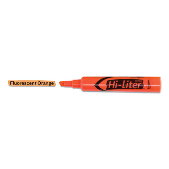 HI-LITER Desk-Style Highlighters, Fluorescent Orange Ink, Chisel Tip, Orange/Black Barrel, Dozen