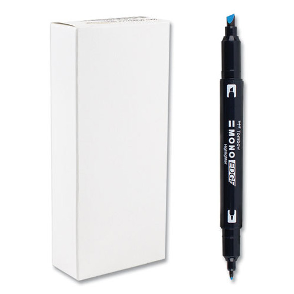 Highlighters, Skyblue Ink, Bullet/Chisel Tip, Skyblue Barrel, 10/Box