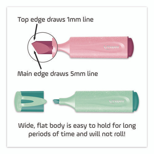 Fluo Peps Pastel Glitter Highlighter, Assorted Ink, Chisel Tip, Assorted Barrel, 4/Pack