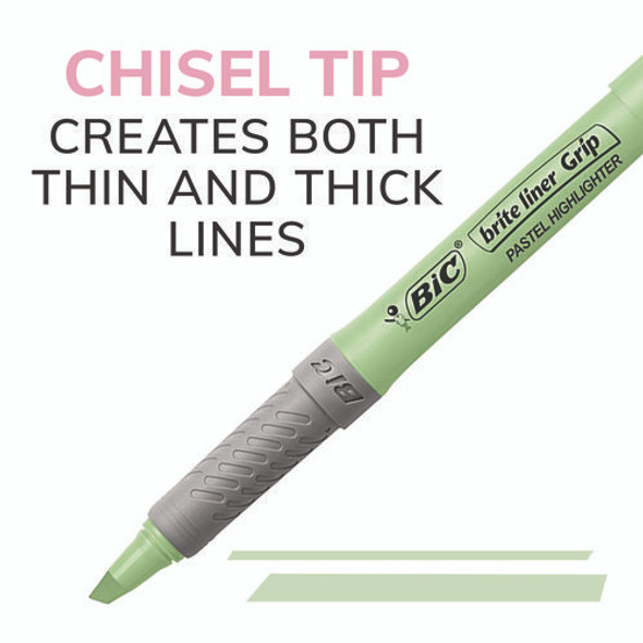 Brite Liner Grip Pocket Highlighter, Assorted Ink Colors, Chisel Tip, Assorted Barrel Colors, 6/Set, 6 Sets/Pack