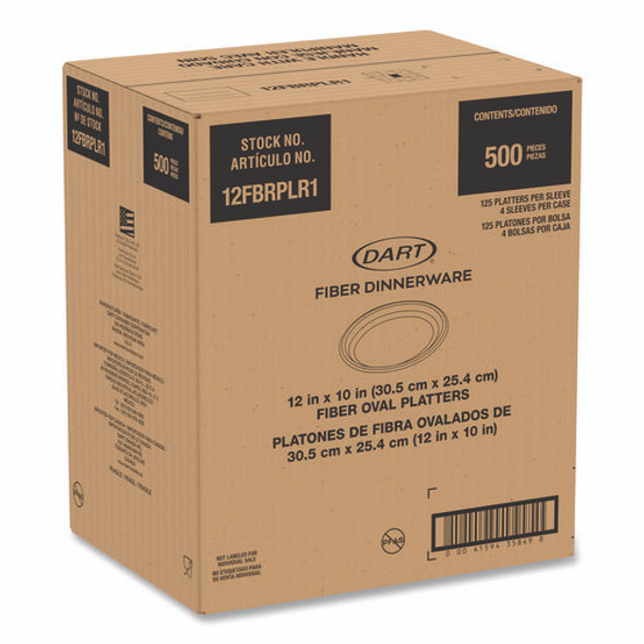 Compostable Molded Fiber Dinnerware, Platter, 12" Diameter, Natural, 500/Carton