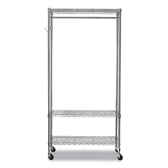 Wire Shelving Garment Rack, 40 Garments, 48w x 18d x 75h, Silver