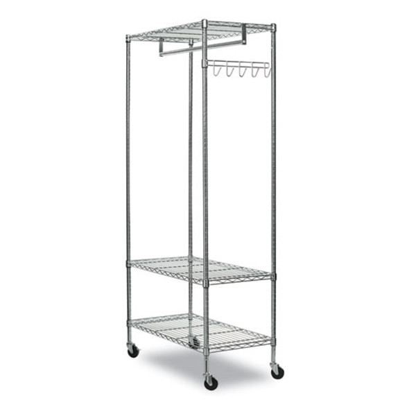 Wire Shelving Garment Rack, 40 Garments, 48w x 18d x 75h, Silver