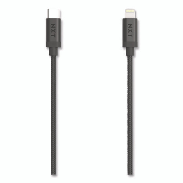 Braided Apple Lightning Cable to USB-C Cable, 6 ft, Black