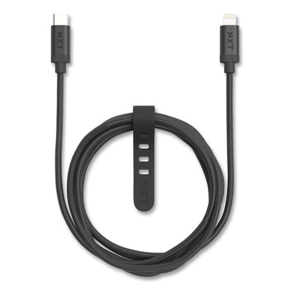 Braided Apple Lightning Cable to USB-C Cable, 6 ft, Black