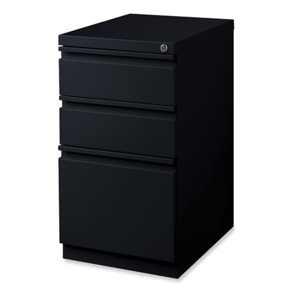 Full-Width Pull 20 Deep Mobile Pedestal File, 3-Drawer: Box/Box/File, Letter, Black, 15 x 19.88 x 27.75
