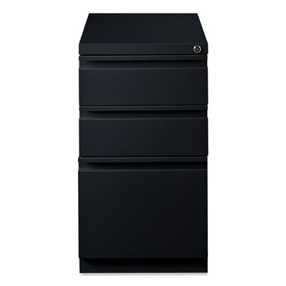 Full-Width Pull 20 Deep Mobile Pedestal File, 3-Drawer: Box/Box/File, Letter, Black, 15 x 19.88 x 27.75