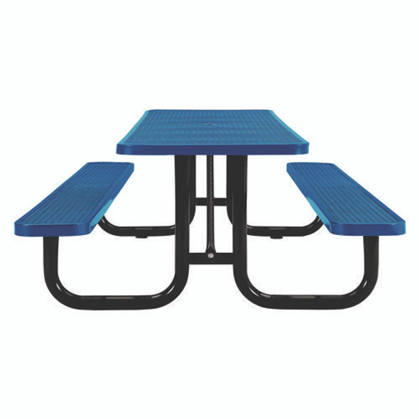 Expanded Steel Picnic Table, Rectangular, 96 x 62 x 29.5, Blue Top, Blue Base/Legs Expanded Steel Picnic Table, Rectangular, 96 x 62 x 29.5, Blue Top, Blue Base/Legs