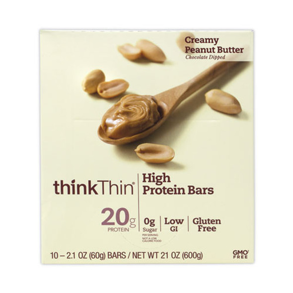 High Protein Bars, Creamy Peanut Butter, 2.1 oz Bar, 10 Bars/Carton