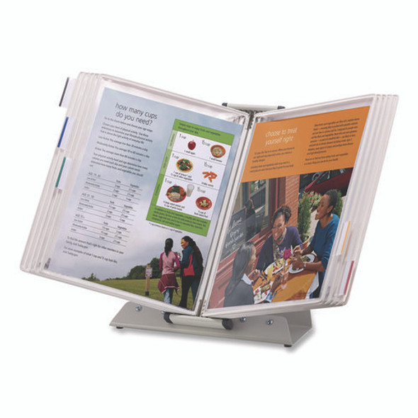 Antimicrobial Desktop Reference and Display System, 10 Panels with White Borders, White Base