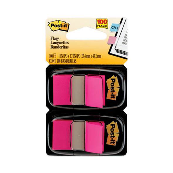 Standard Page Flags in Dispenser, Bright Pink, 50 Flags/Dispenser, 2 Dispensers/Pack