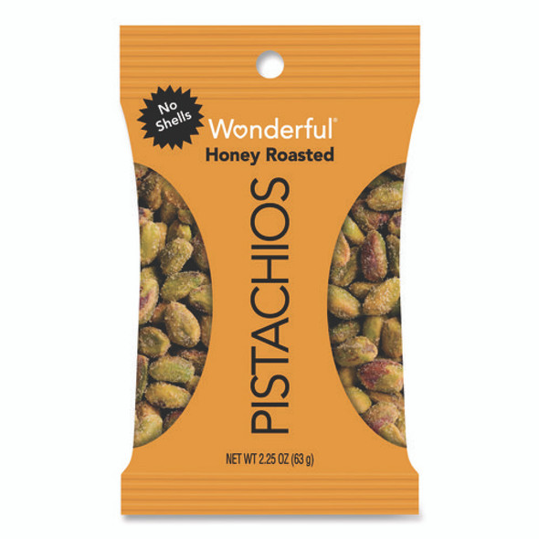 No Shells Honey Roasted Pistachios, 2.25 oz Bags, 8/Box