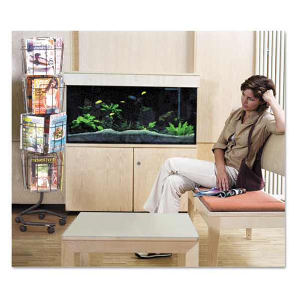 Wire Rotary Display Racks, 16 Compartments, 15w x 15d x 60h, Charcoal Wire Rotary Display Racks, 16 Compartments, 15w x 15d x 60h, Charcoal