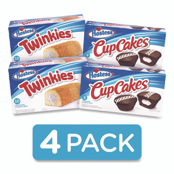 Twinkies and Chocolate CupCakes Variety Pack, (2) 13.58 oz 10 Pack Twinkies and (2) 12.7 oz 8 Pack CupCakes/Carton
