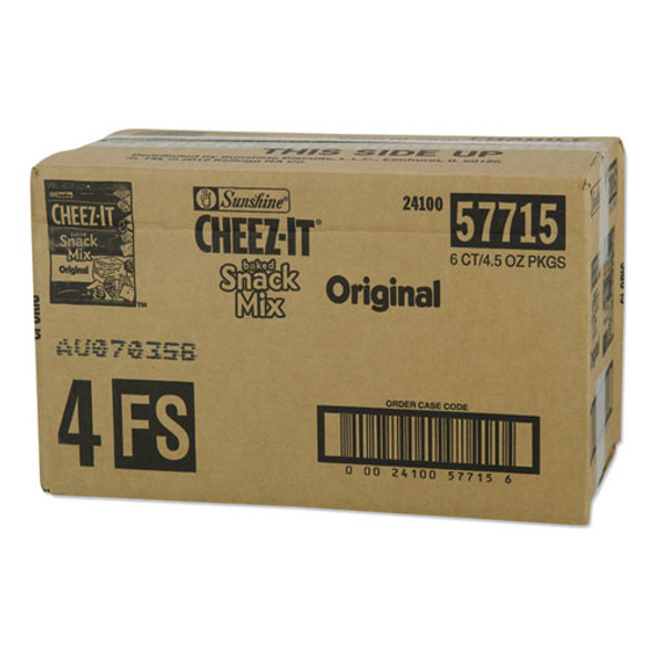 Cheez-it Baked Snack Mix, Classic Cheese, 4.5 oz Bag, 6/Pack