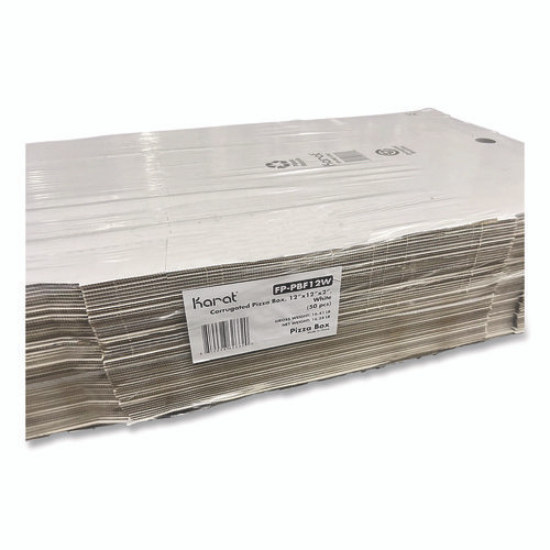Corrugated Paper Boxes, 12 x 12 x 1.97, White/Brown, 50/Carton