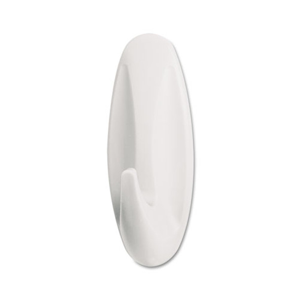 General Purpose Designer Hooks, Small/Medium, Plastic, White, 1lb and 3 lb Capacities, 4 Hooks and 4 Strips/Pack