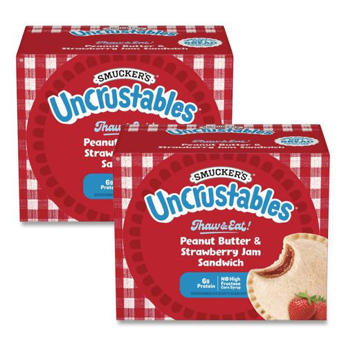 UNCRUSTABLES Soft Bread Sandwiches, Strawberry Jam, 2 oz, 10/Box, 2 Boxes/Carton