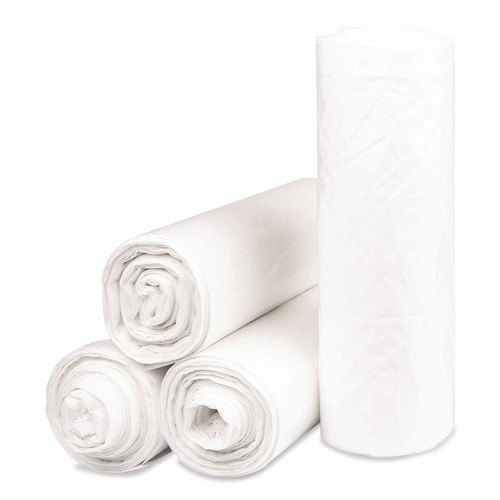 Institutional Low-Density Can Liners, 33 gal, 0.8 mil, 33" x 39", Natural, Interleaved Roll, 25 Bags/Roll, 6 Rolls/Carton