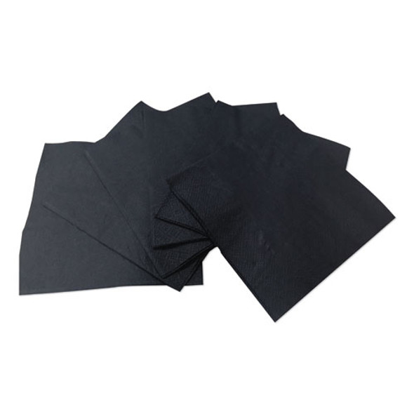 Cocktail Napkins, 2-Ply, 9w x 9d, Black, 2,000/Carton