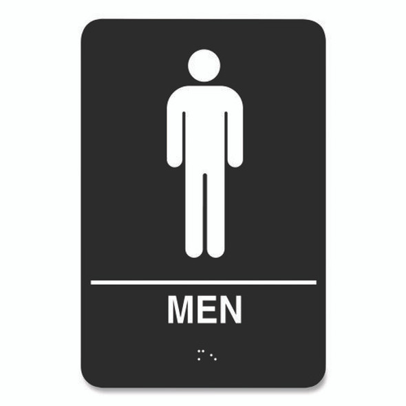 Indoor Restroom Door Sign, Men/Women, 5.9 x 9, Black/White, 2/Pack