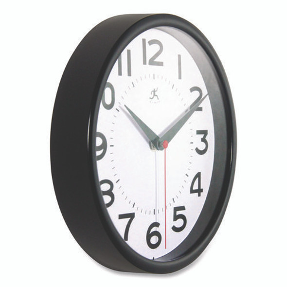 Metro Wall Clock, 9" Diameter, Black Case, 1 AA (sold separately)