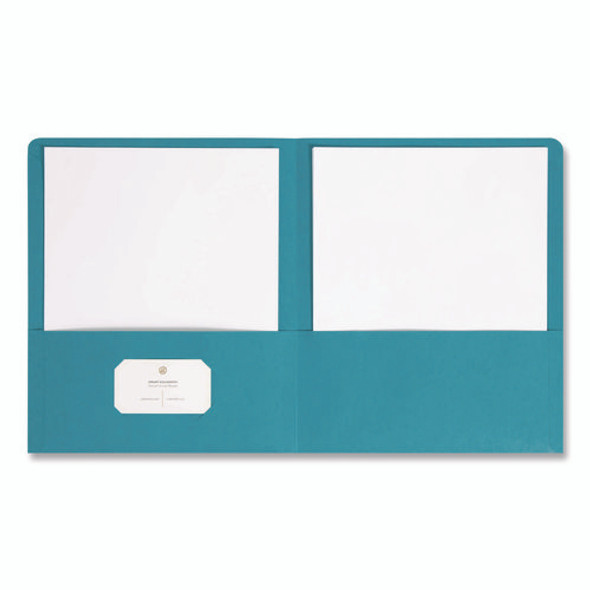 Two-Pocket Folder, Textured Paper, 100-Sheet Capacity, 11 x 8.5, Teal, 25/Box Two-Pocket Folder, Textured Paper, 100-Sheet Capacity, 11 x 8.5, Teal, 25/Box