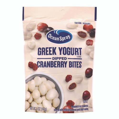Greek Yogurt Dipped Cranberry Bites, Cranberry/Yogurt, 5 oz Bag, 12/Carton