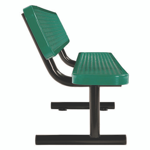 Expanded Steel Bench With Back, 72" x 24" x 33", Green Seat/Back, Black Base