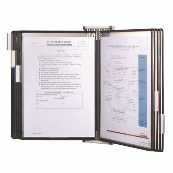 Wall Unit Reference Starter Set with Antimicrobial Display Pockets, 10 Panels with Black Borders, White Base