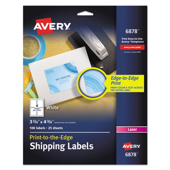 Vibrant Laser Color-Print Labels w/ Sure Feed, 3.75 x 4.75, White, 100/PK