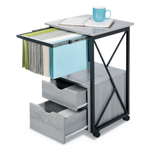 Mood Storage Pedestals with Open-Format Hanging File Rack, Left or Right, 2 Drawers: Box/File, Gray, 17.75" x 17.75" x 30"