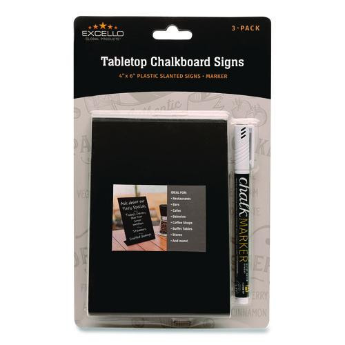 Tabletop Chalkboard Signs, Black Surface, 4 x 6, 3/Pack