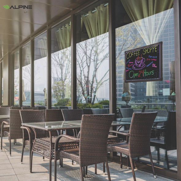 LED Illuminated Hanging Message Writing Board, Black 26" x 18" Surface, Black 27.6" x 19.7" Frame LED Illuminated Hanging Message Writing Board, Black 26" x 18" Surface, Black 27.6" x 19.7" Frame