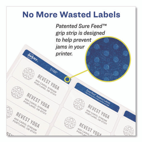 Vibrant Laser Color-Print Labels w/ Sure Feed, 1.25 x 2.38, White, 450/Pack