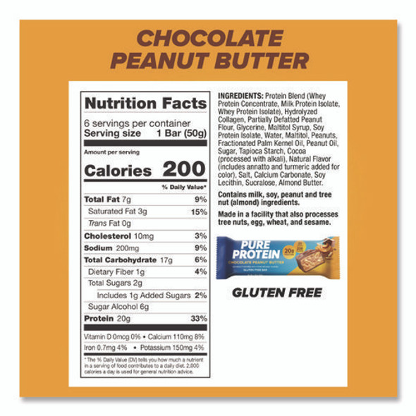 Pure Protein Bar, Chocolate Peanut Butter, 1.76 oz Bar, 6/Box