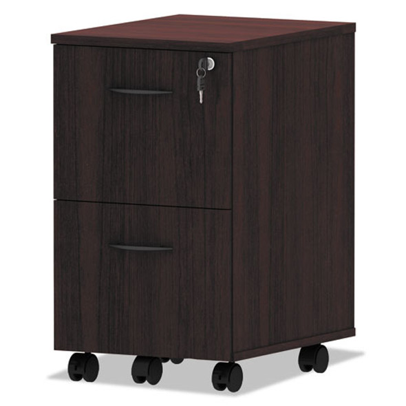 Alera Valencia Series Mobile Pedestal, Left or Right, 2 Legal/Letter-Size File Drawers, Mahogany, 15.38" x 20" x 26.63"