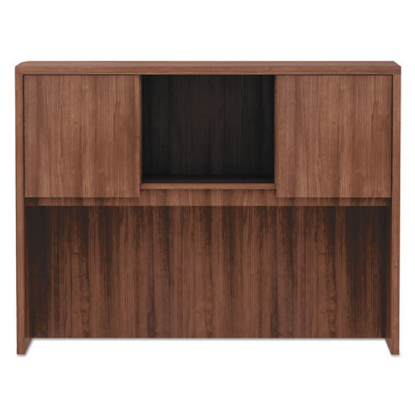Alera Valencia Series Hutch with Doors, 3 Compartments, 47.13w x 15d x 35.38h, Modern Walnut