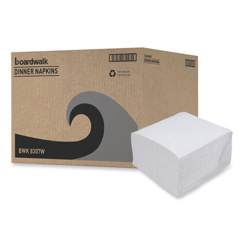 Dinner Napkin, 1-Ply, 17 x 17, White, 250/Pack, 12 Packs/Carton