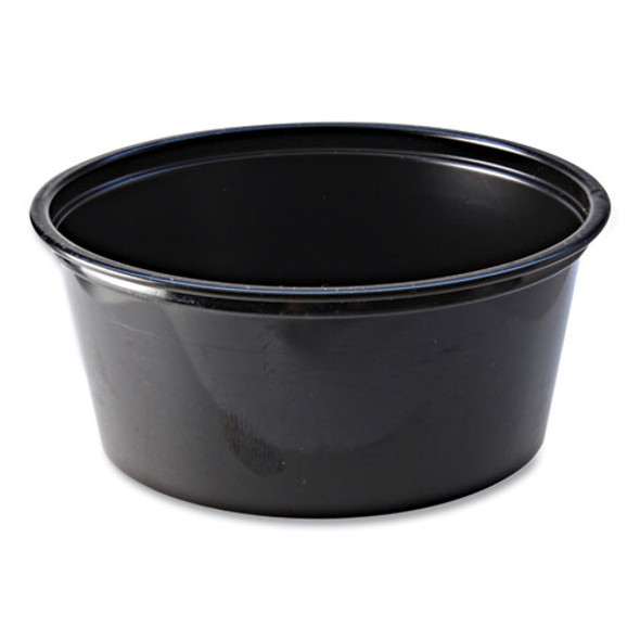 Portion Cups, 3.25 oz, Plastic, Black, 125/Sleeve, 20 Sleeves/Carton
