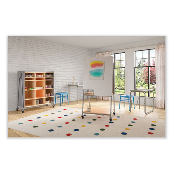 Steel GuestBistro Stool, Backless, Supports Up to 250 lb, 18" Seat Height, Baby Blue Seat, Baby Blue Base Steel GuestBistro Stool, Backless, Supports Up to 250 lb, 18" Seat Height, Baby Blue Seat, Baby Blue Base