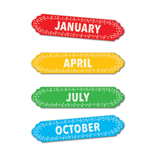 Magnetic Die-Cut Timesavers & Labels, Months of the Year, Chalk Loops, 12 Per Pack, 6 Packs