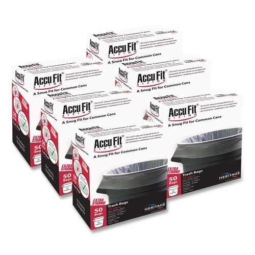 Linear Low Density Can Liners with AccuFit Sizing, 32 gal, 0.9 mil, 33" x 44", Clear, 50 Bags/Box, 6 Boxes/Carton