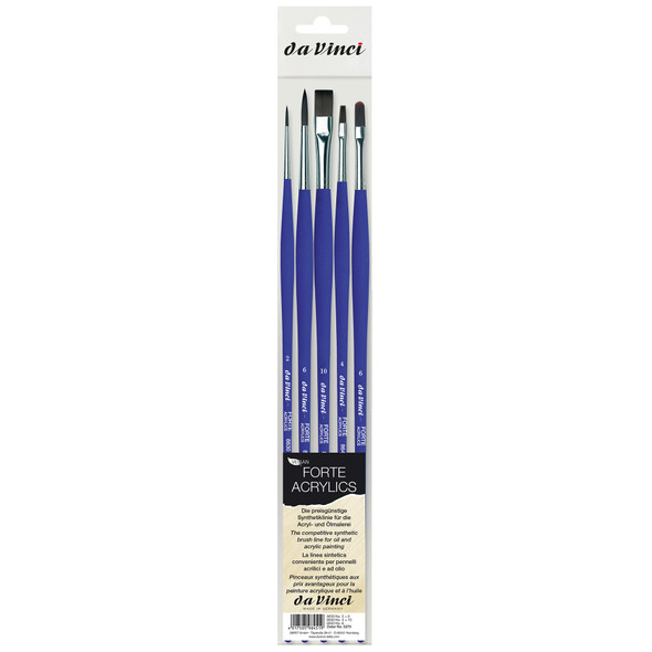 FORTE-Acrylics Student Brush, Synthetic, Acrylic & Oil, Assorted, 5 Brush Set