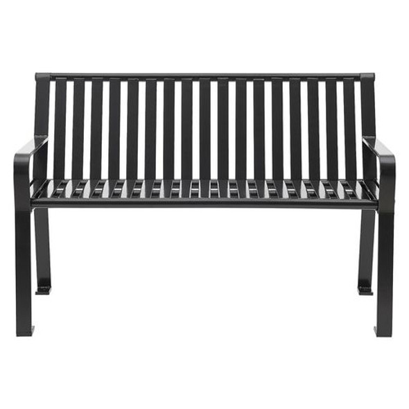 Steel Slat Benches with Back, 48" x 27" x 31", Black Seat/Back, Black Base