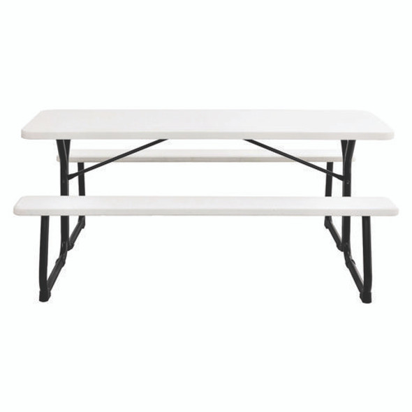 Blow-Molded Plastic Picnic Table, Rectangular, 72 x 60 x 30, White Top, White Base/Legs Blow-Molded Plastic Picnic Table, Rectangular, 72 x 60 x 30, White Top, White Base/Legs