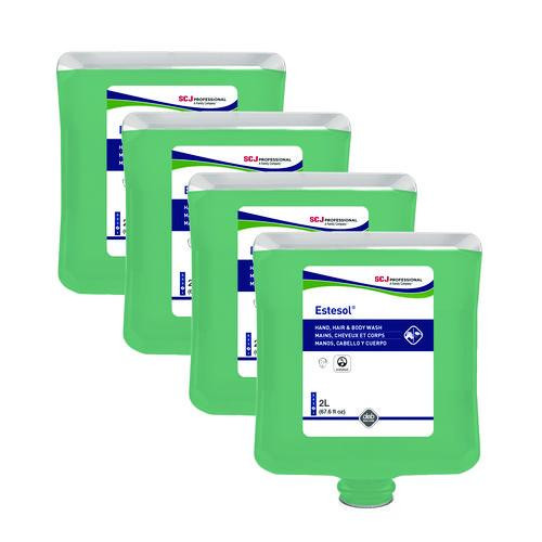 Estesol Hand, Hair and Body Cleaner Manual Cartridge, Rainforest Scent, 2 L, 4/Carton